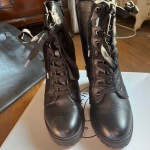 Black leather moto boot- Steve Madden size 8M